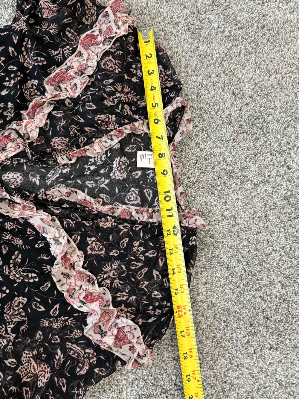 H&M Black Floral Prairie Coquette Boho Fairy Cottagecore Maxi Dress Women’s US 2 - Picture 11 of 14